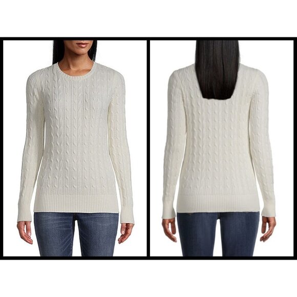 💕ST JOHN'S BAY💕 Cable Knit Crew Neck Sweater - Picture 1 of 8